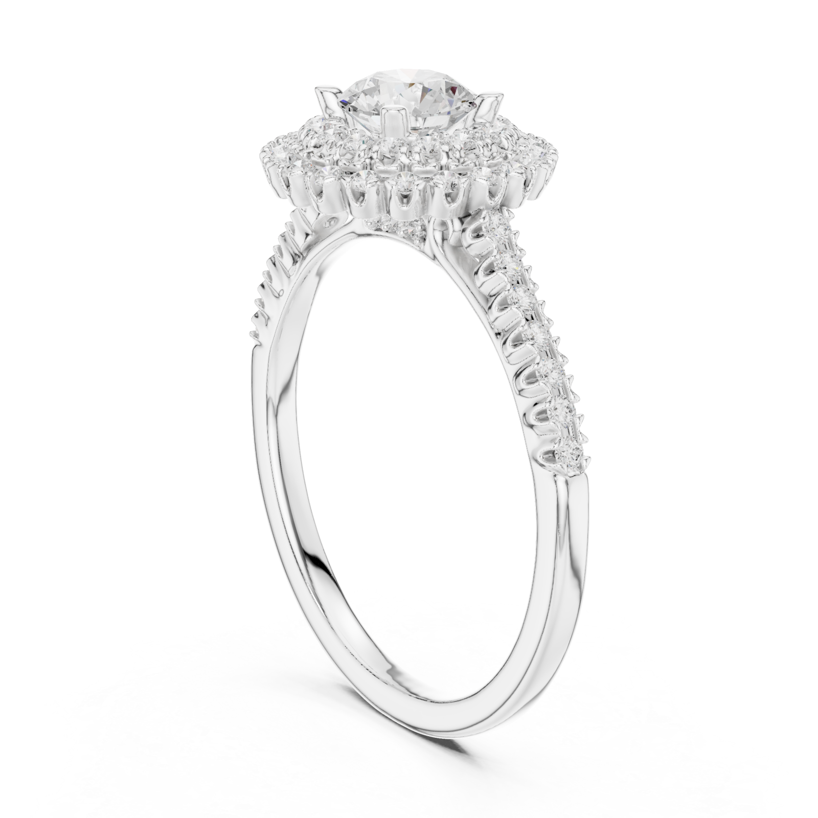  White Gold Radiance Grandeur Halo Ring Left View