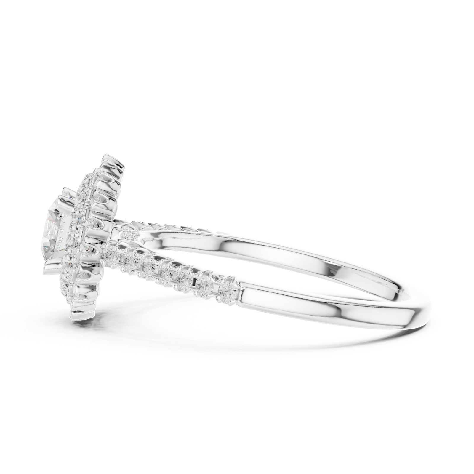  White Gold Radiance Grandeur Halo Ring Side View