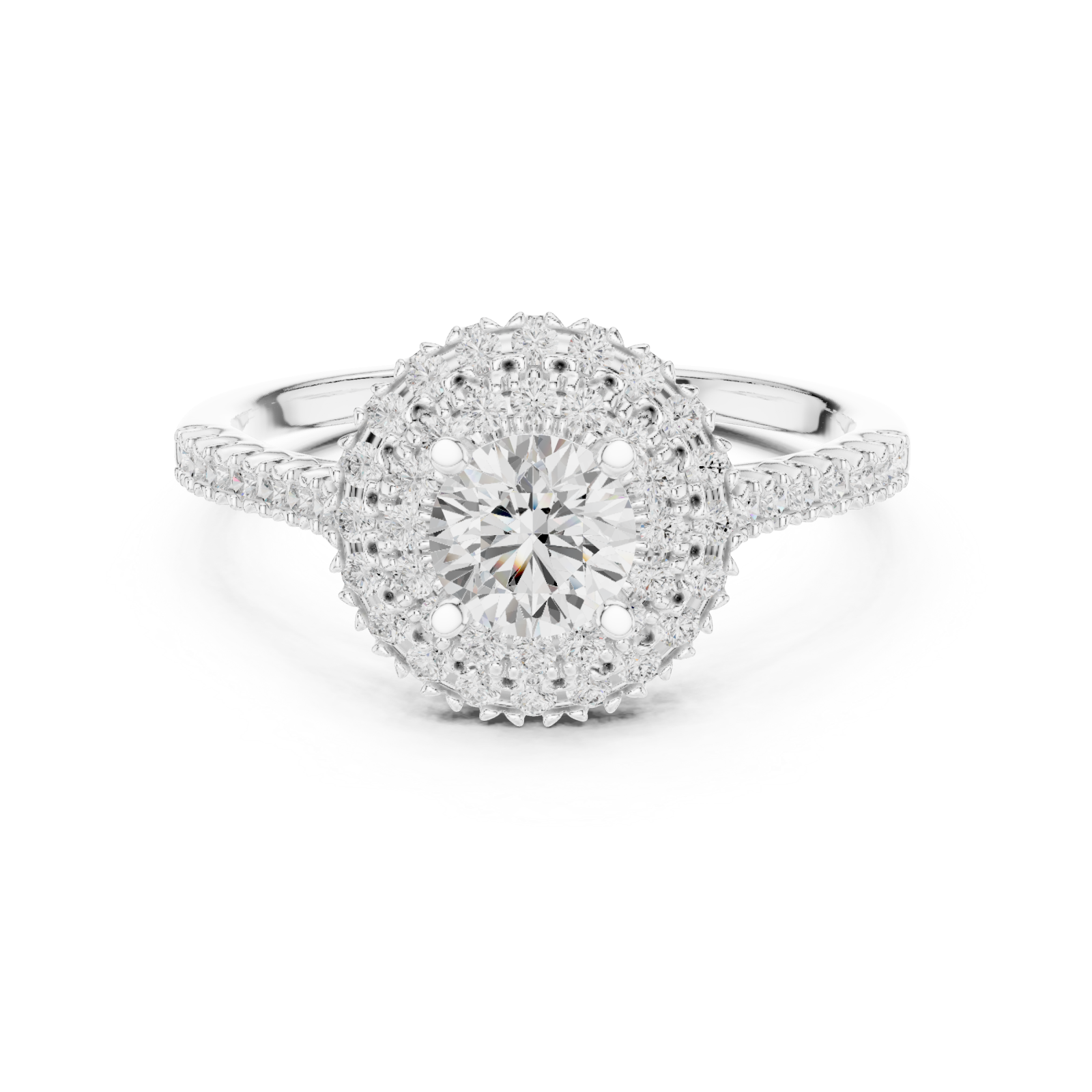  White Gold Radiance Grandeur Halo Ring Front View