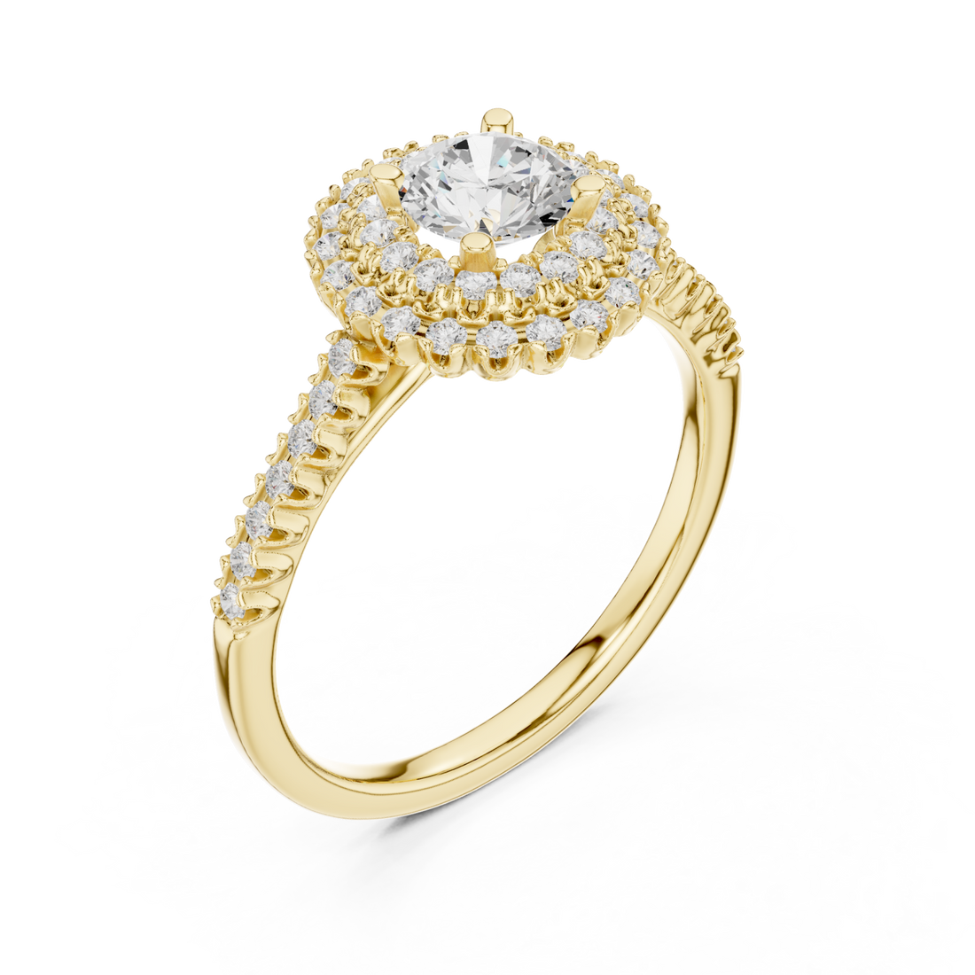 Gold Radiance Grandeur Halo Ring Right View
