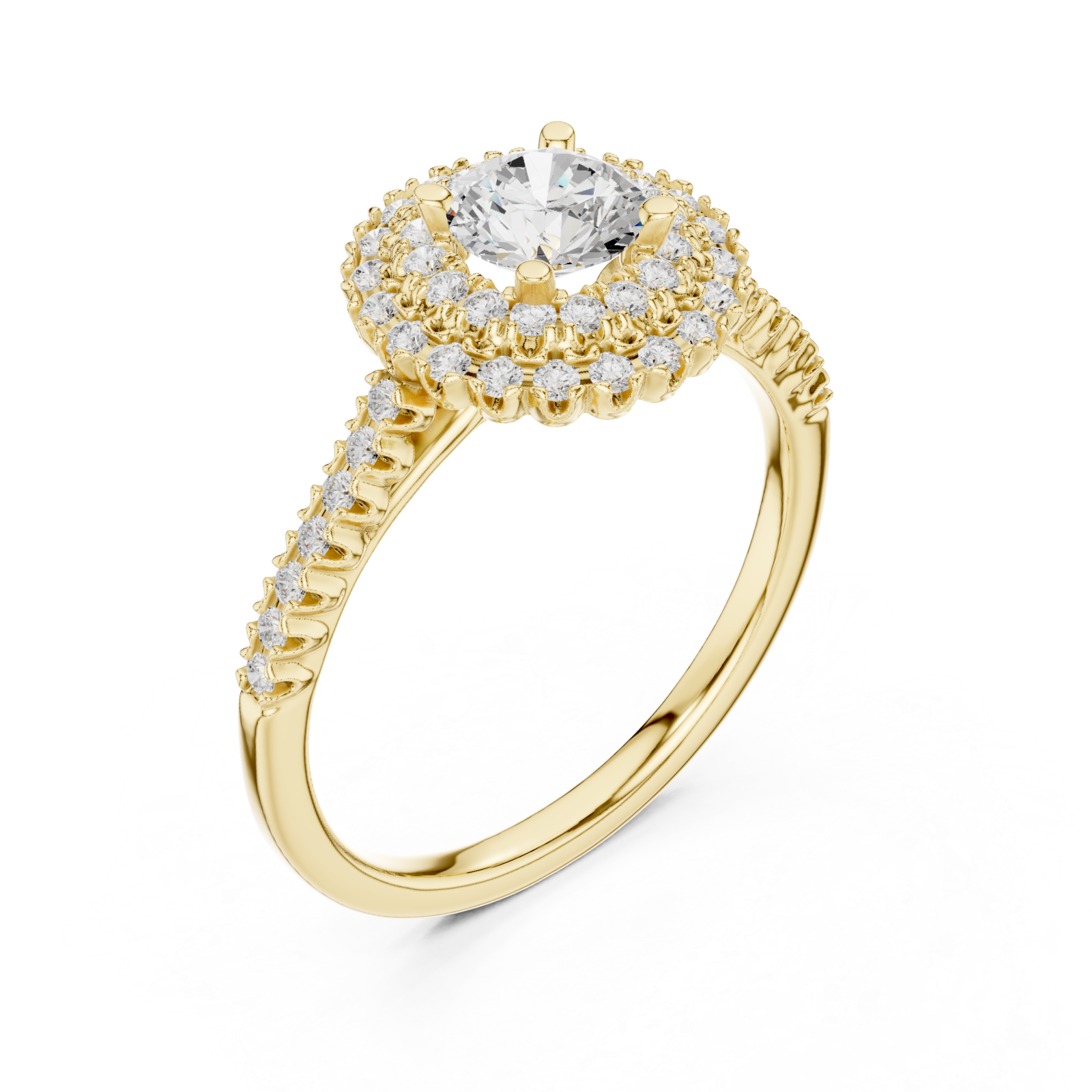 Gold Radiance Grandeur Halo Ring Right View
