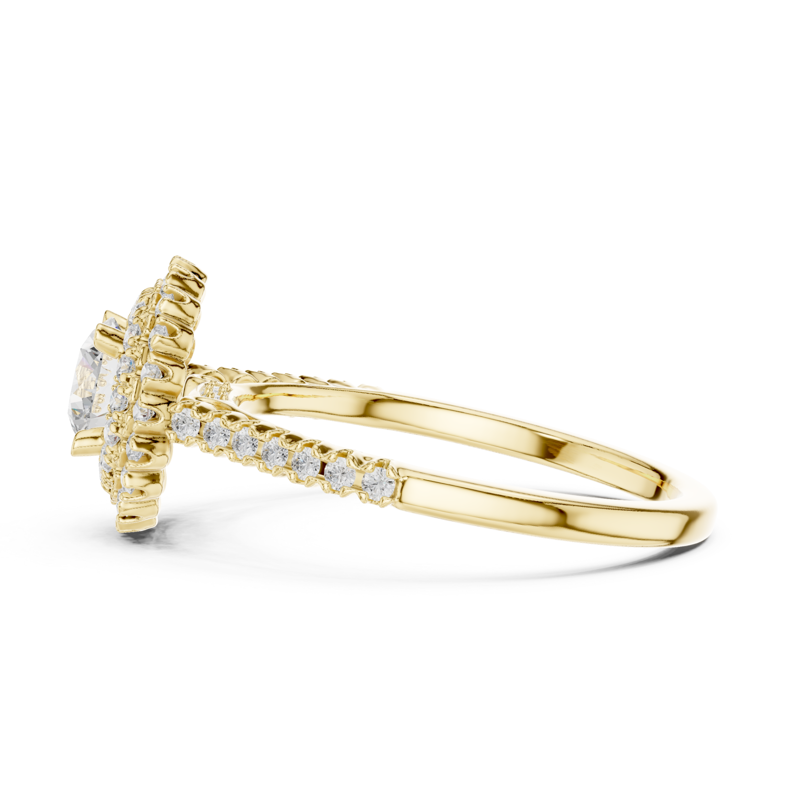  Gold Radiance Grandeur Halo Ring Side View