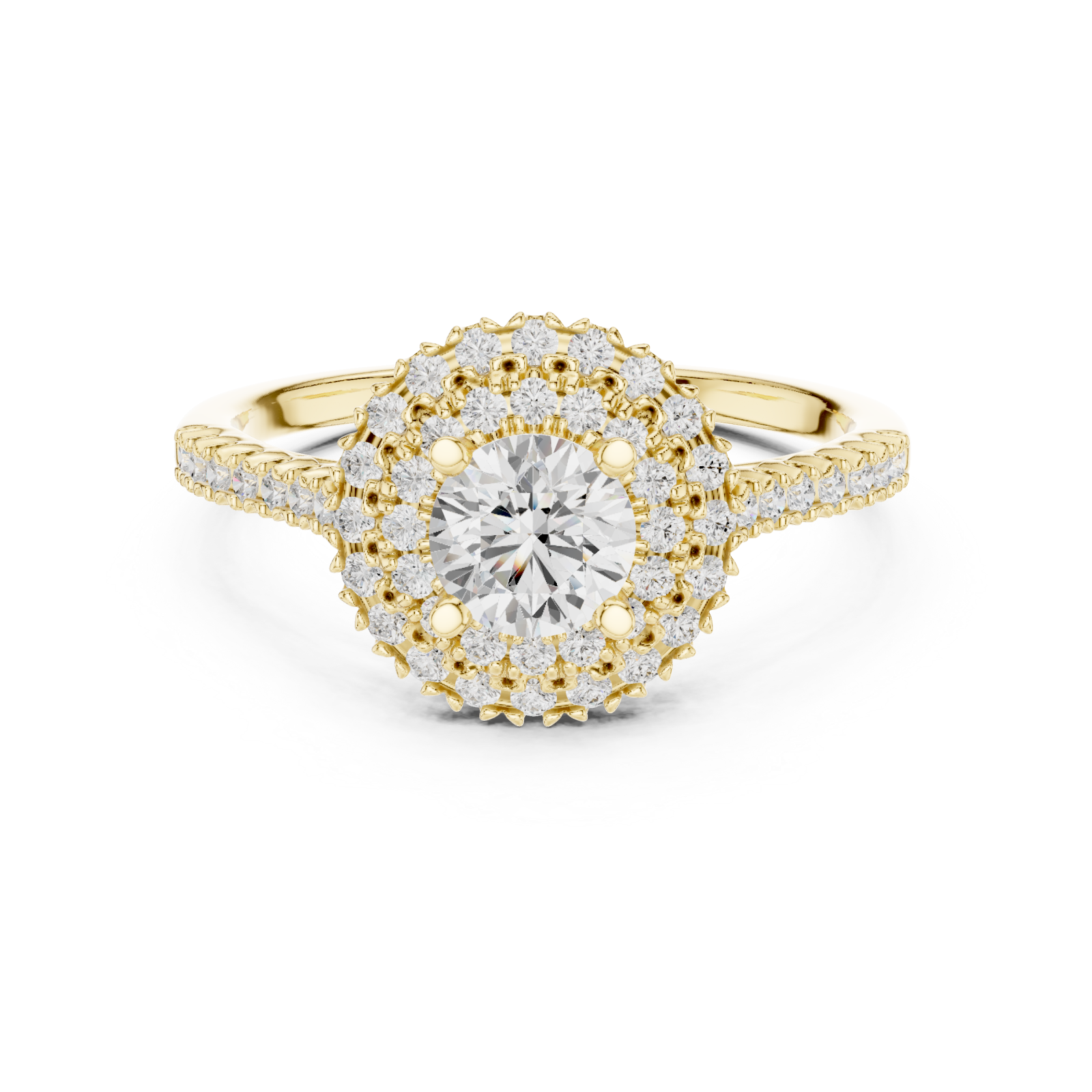  Gold Radiance Grandeur Halo Ring Front View