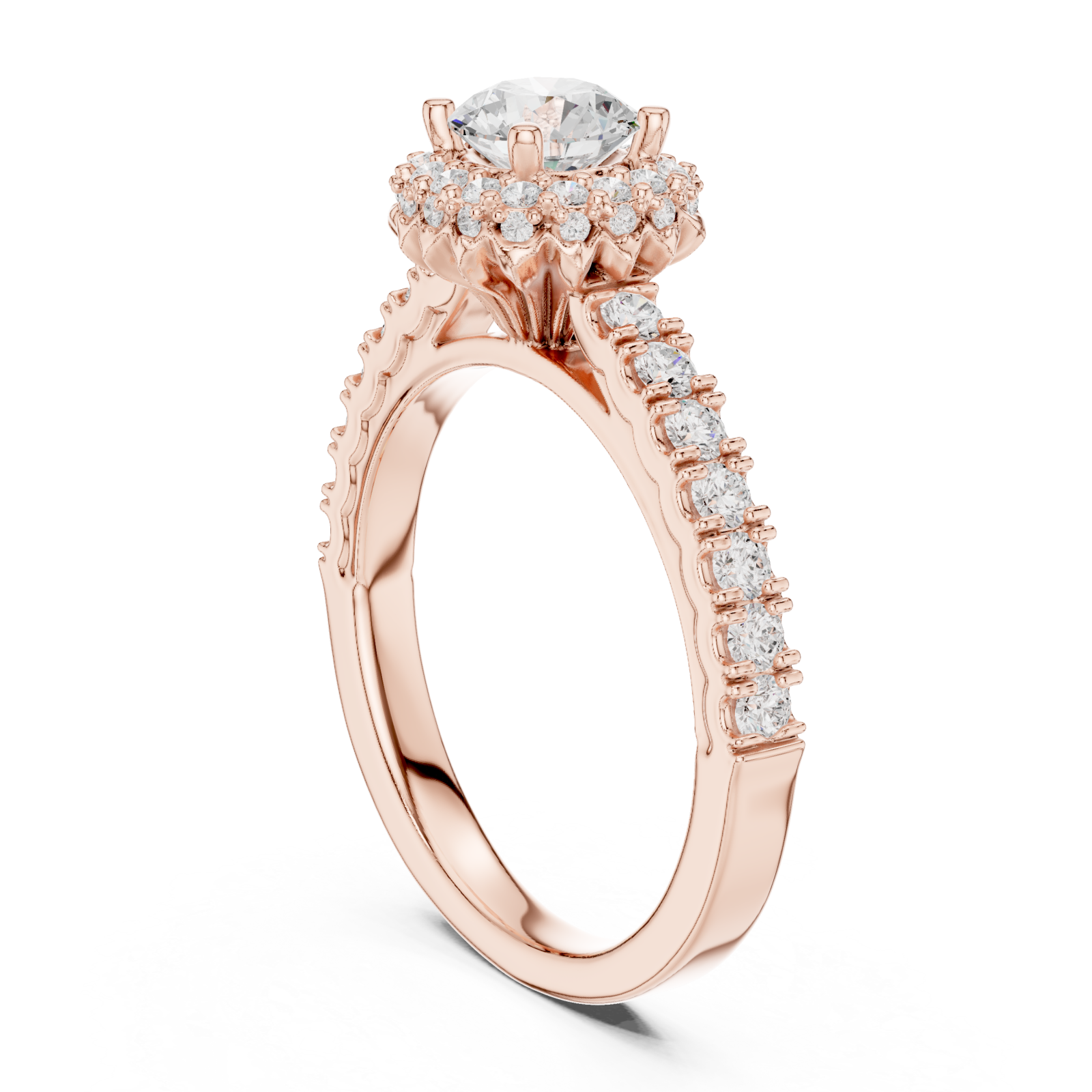  Rose Gold Classic Harmony Sparkle Engagement Ring Left View