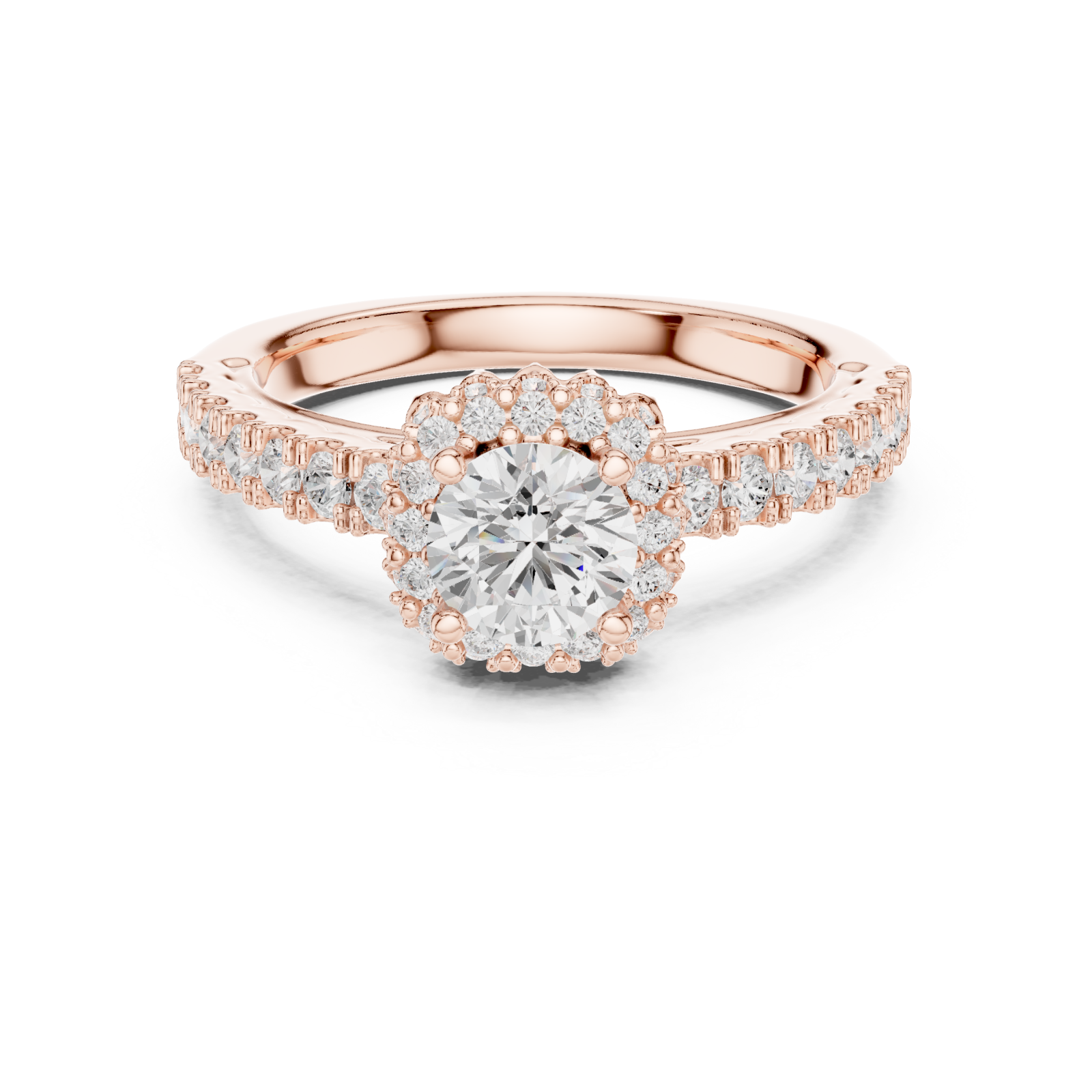  Rose Gold Classic Harmony Sparkle Engagement Ring Front View