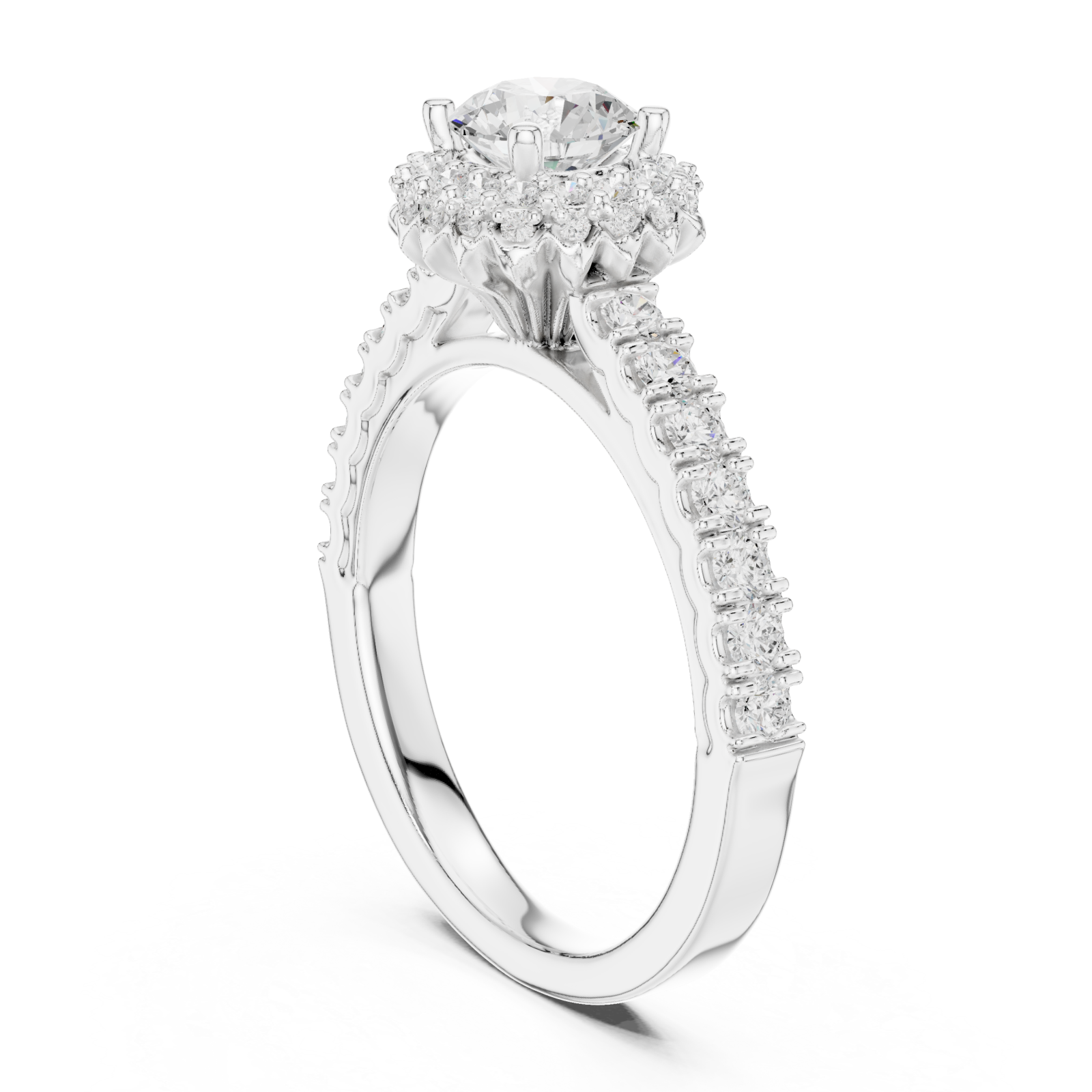  White Gold Classic Harmony Sparkle Engagement Ring Left View