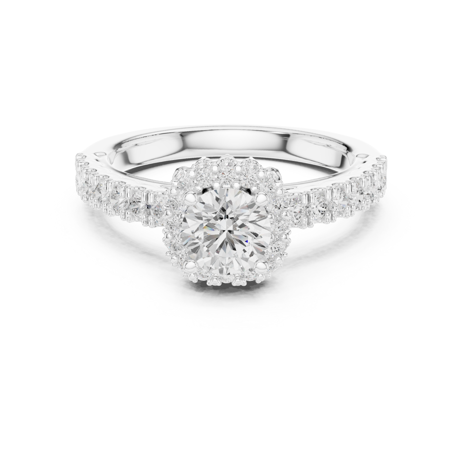 White Gold Classic Harmony Sparkle Engagement Ring Front View