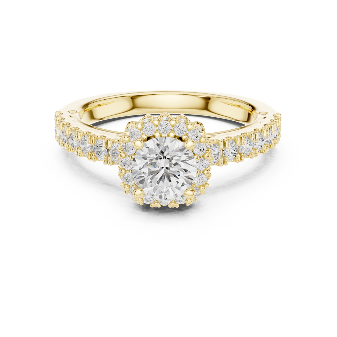 Gold Classic Harmony Sparkle Engagement Ring Right View