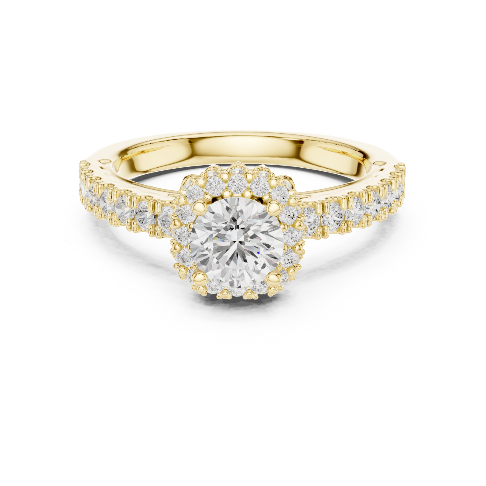  Gold Classic Harmony Sparkle Engagement Ring Front View