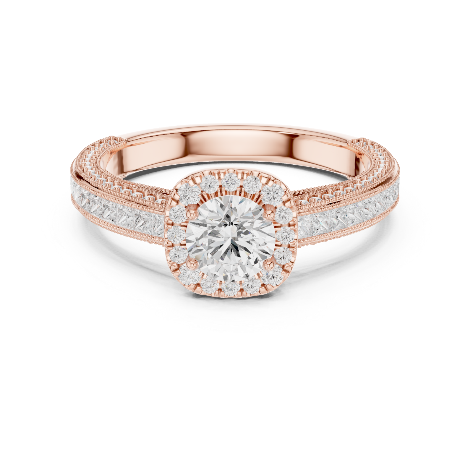  Rose Gold Golden Serenity Sparkle Embrace Ring Front View