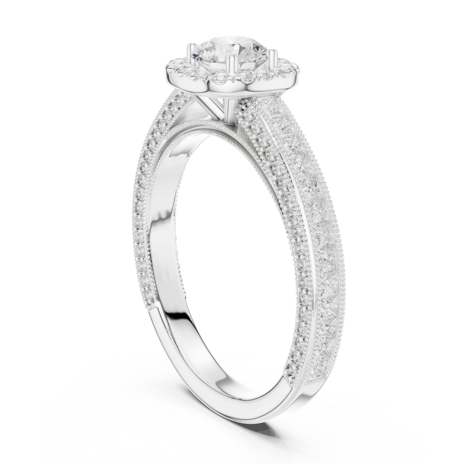  White Gold Golden Serenity Sparkle Embrace Ring Left View