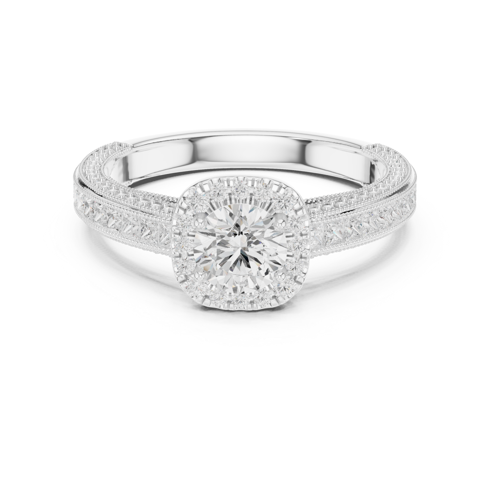  White Gold Golden Serenity Sparkle Embrace Ring Front View