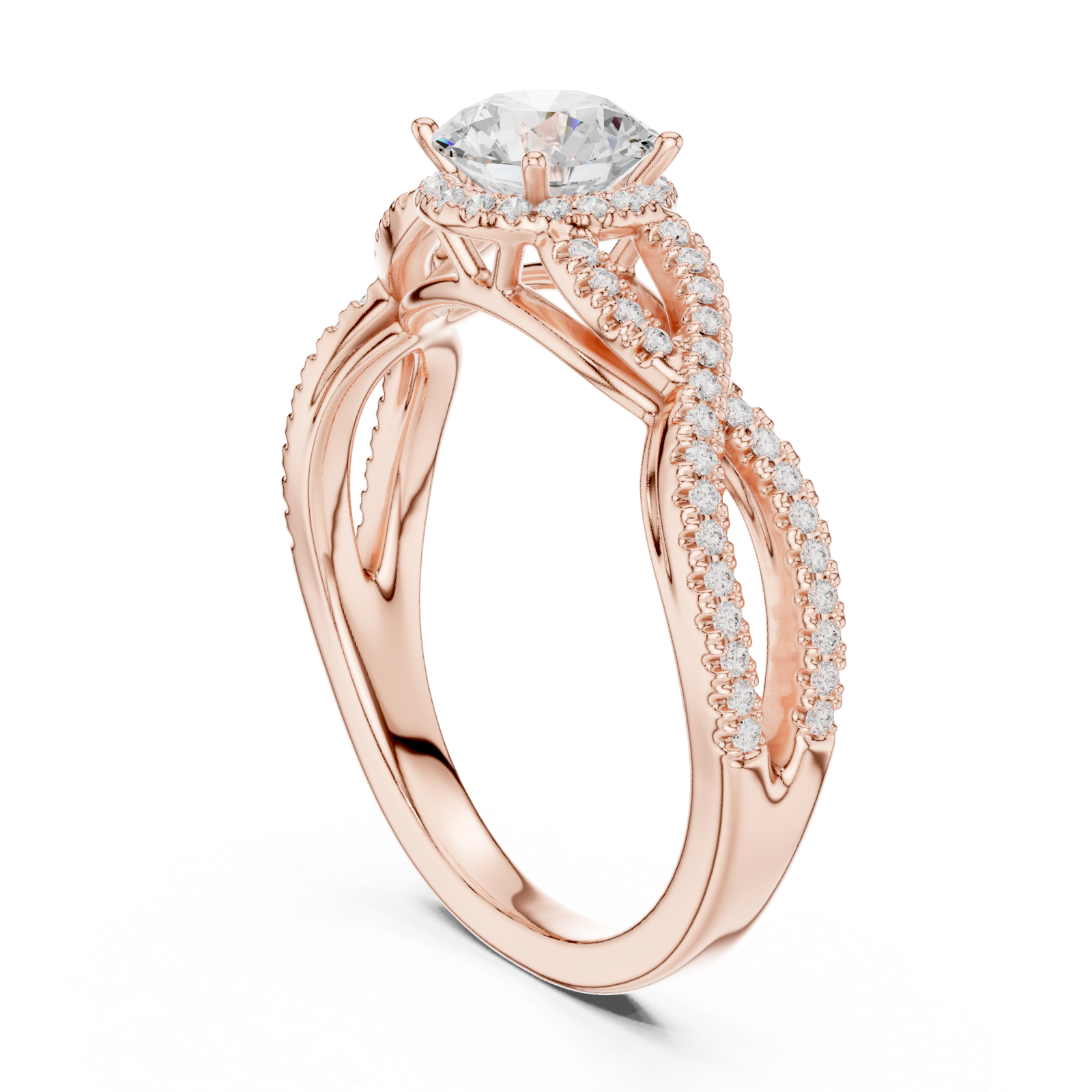  Rose Gold Serenade Twist Statement Band Ring Left View