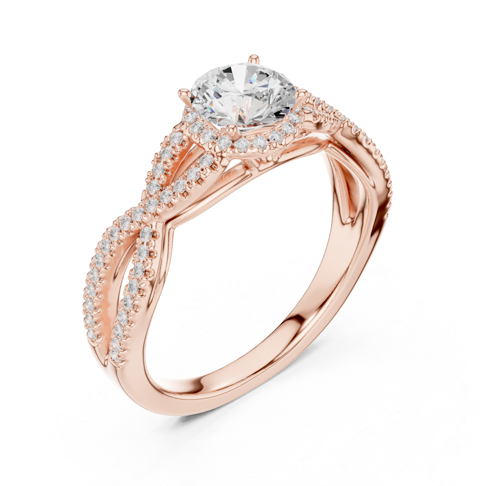  Rose Gold Serenade Twist Statement Band Ring Right View