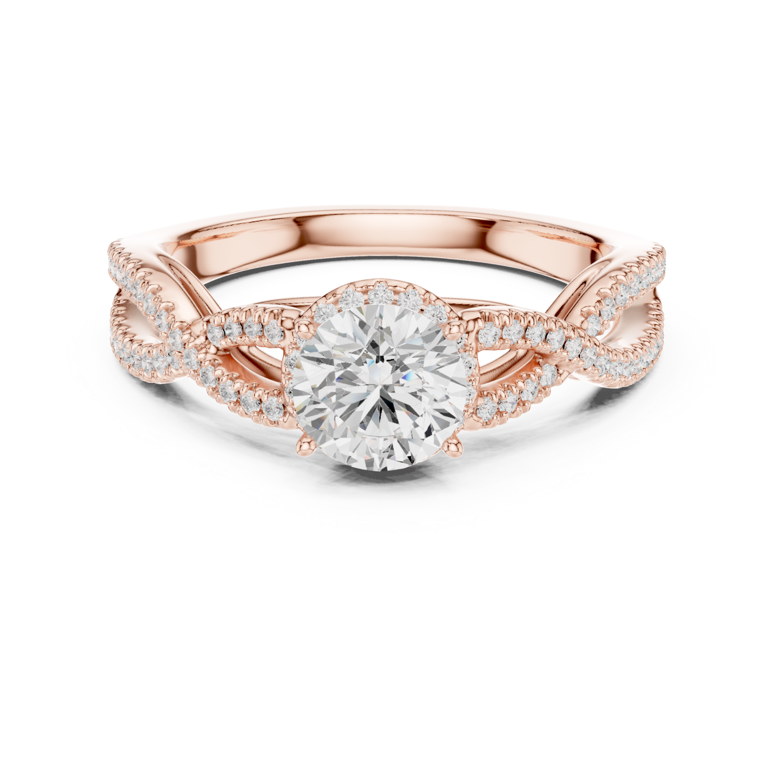  Rose Gold Serenade Twist Statement Band Ring Front View