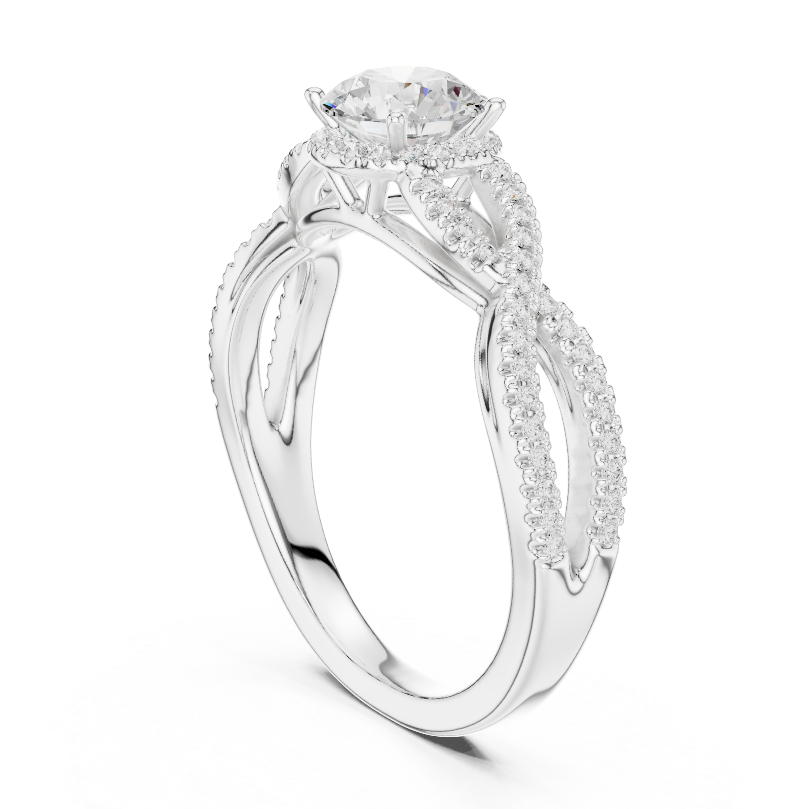  White Gold Serenade Twist Statement Band Ring Left View