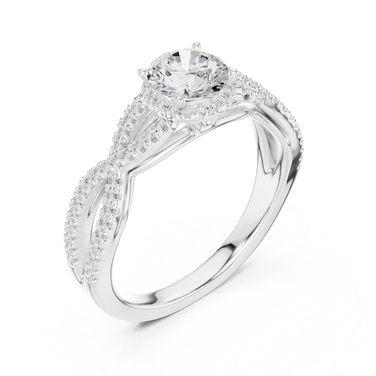  White Gold Serenade Twist Statement Band Ring Right View