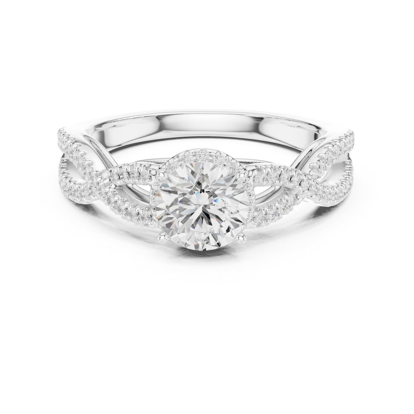  White Gold Serenade Twist Statement Band Ring Front View