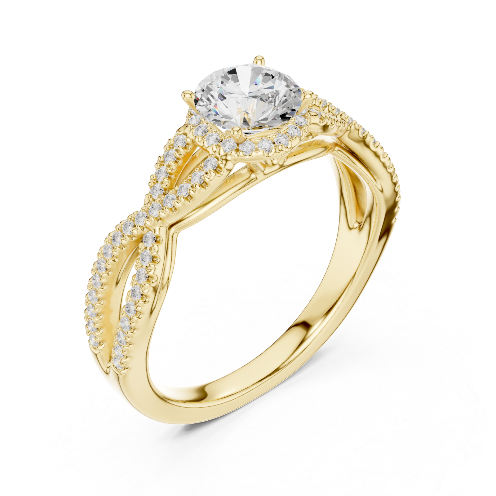 Gold Serenade Twist Statement Band Ring Right View