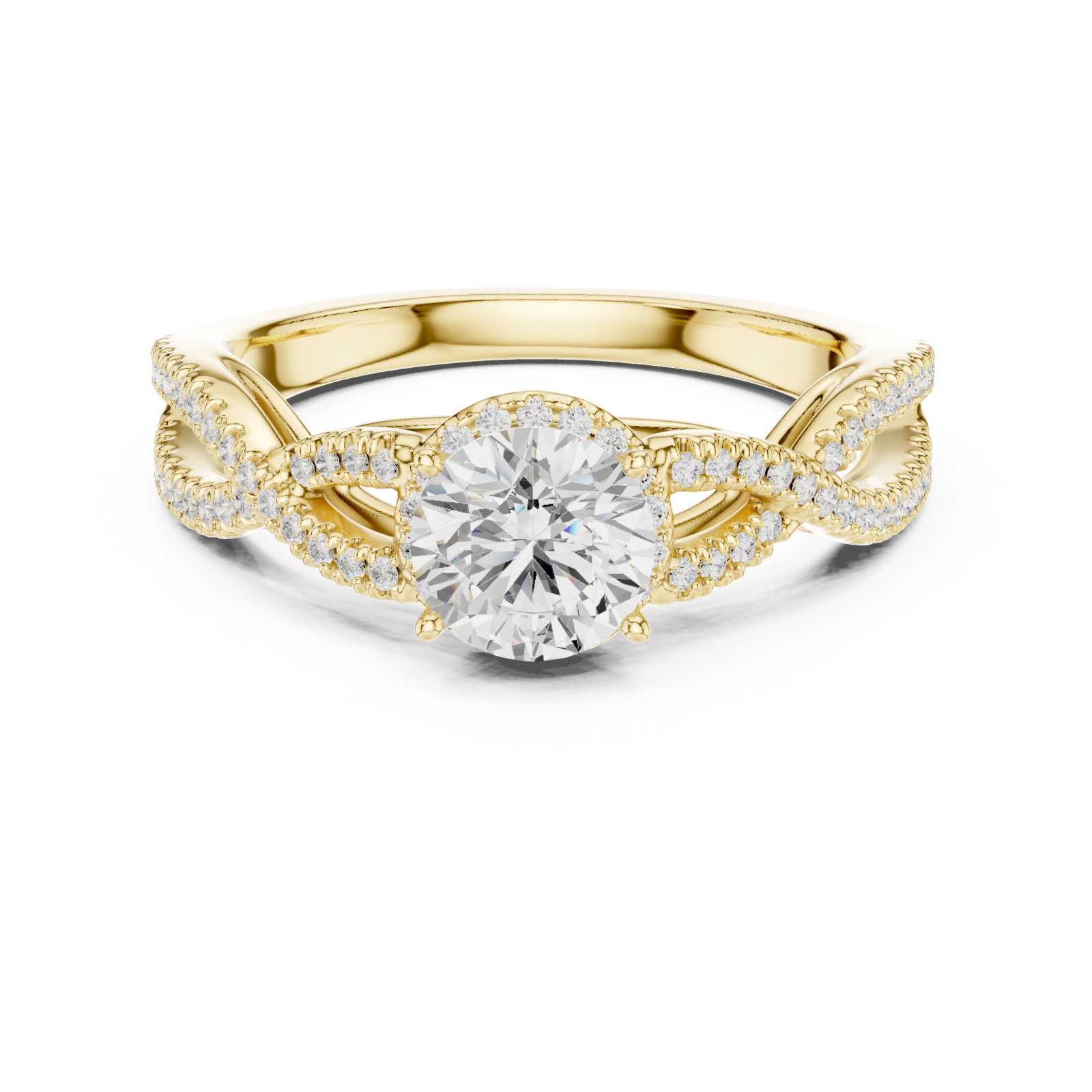  Gold Serenade Twist Statement Band Ring Front View