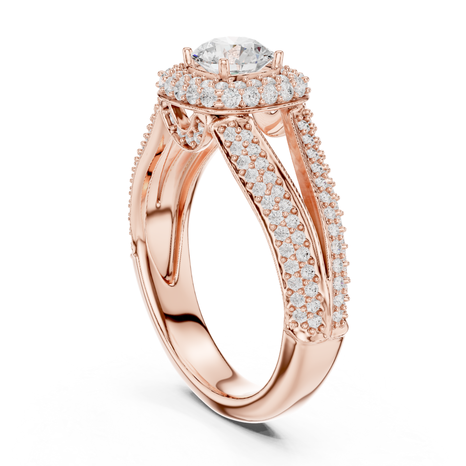  Rose Gold Starborn Splendor Cushion Radiance Ring Left View