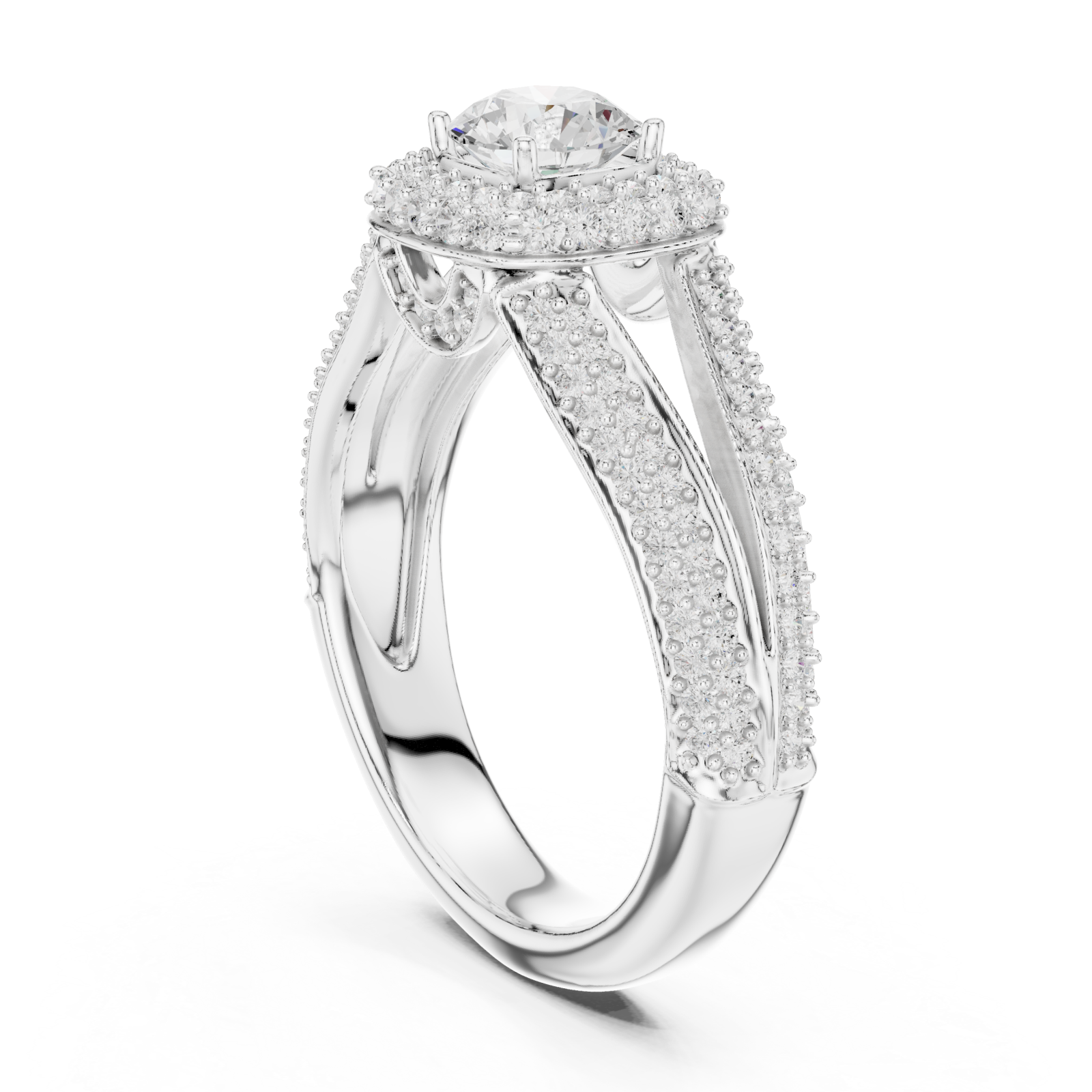  White Gold Starborn Splendor Cushion Radiance Ring Left View