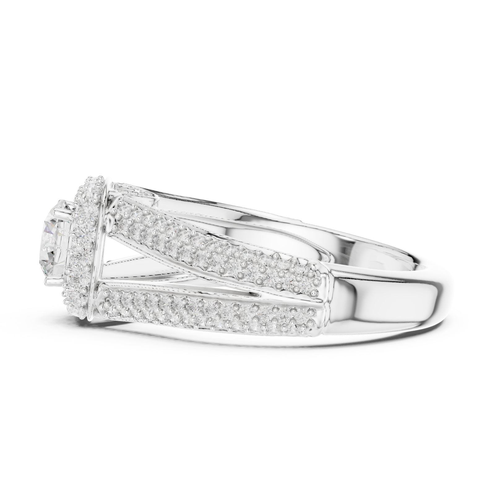  White Gold Starborn Splendor Cushion Radiance Ring Side View