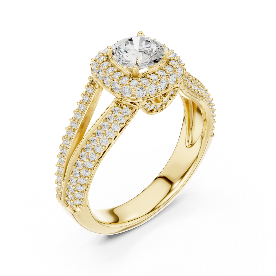 Gold Starborn Splendor Cushion Radiance Ring Right View