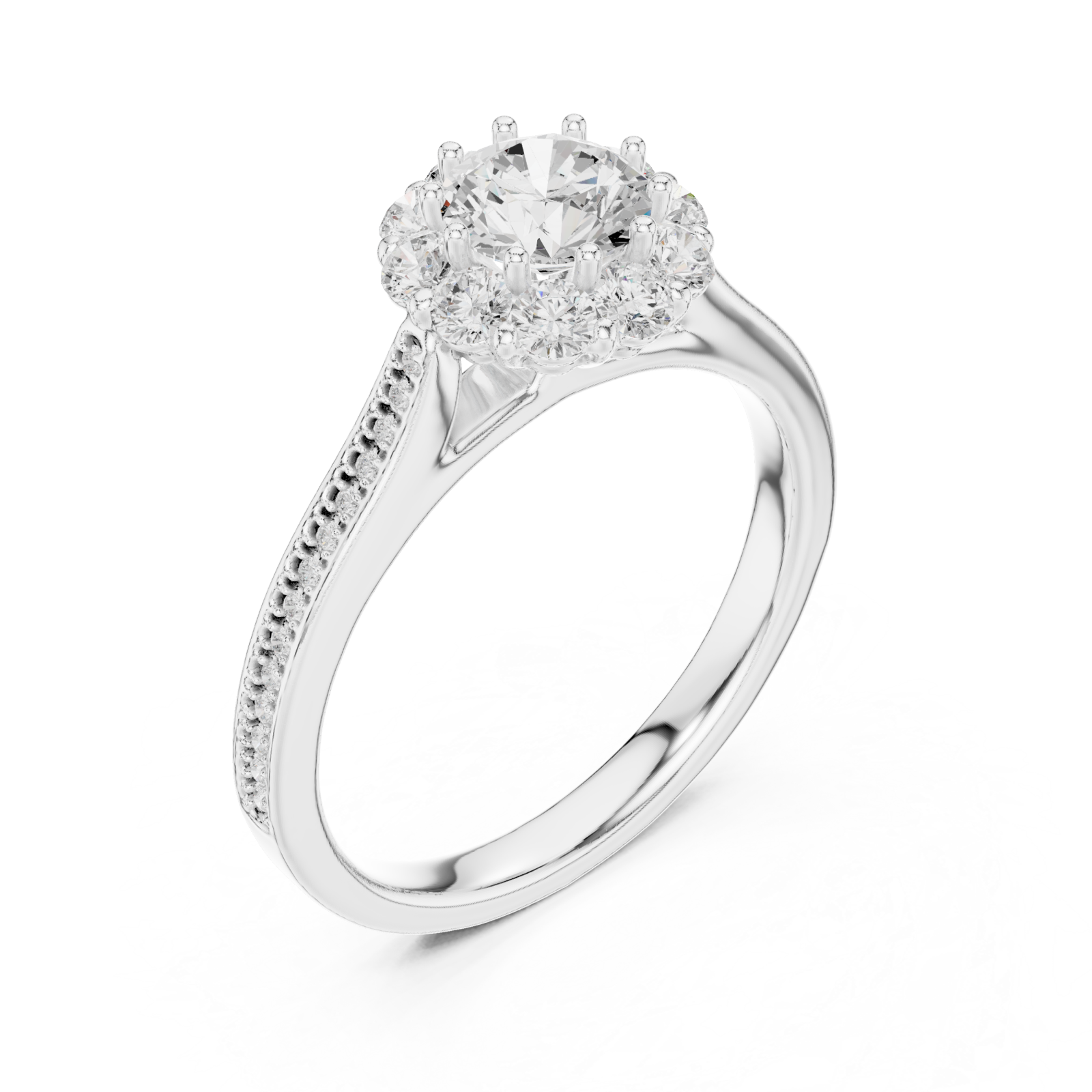  White Gold Eternal Embrace Pavé Band Solitaire Ring Right View