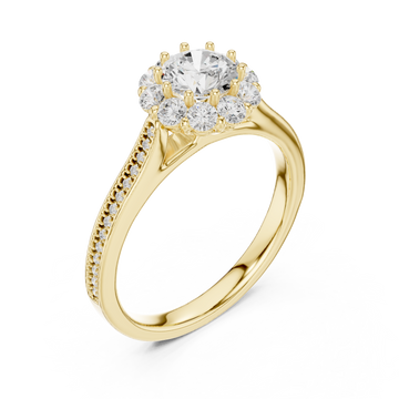 Gold Eternal Embrace Pavé Band Solitaire Ring Right View