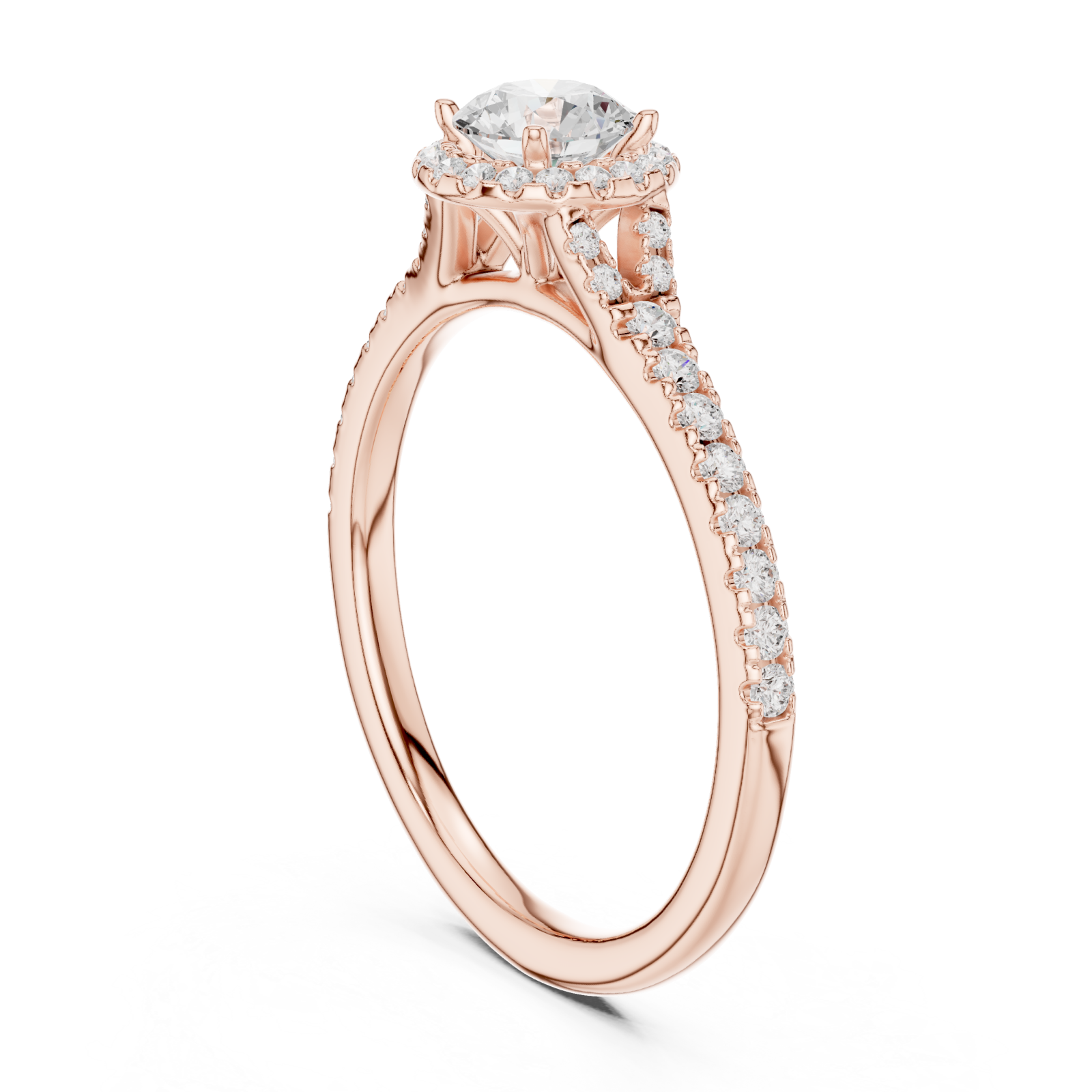  Rose Gold Luminescent Graceful Embrace Solitaire Ring Left View