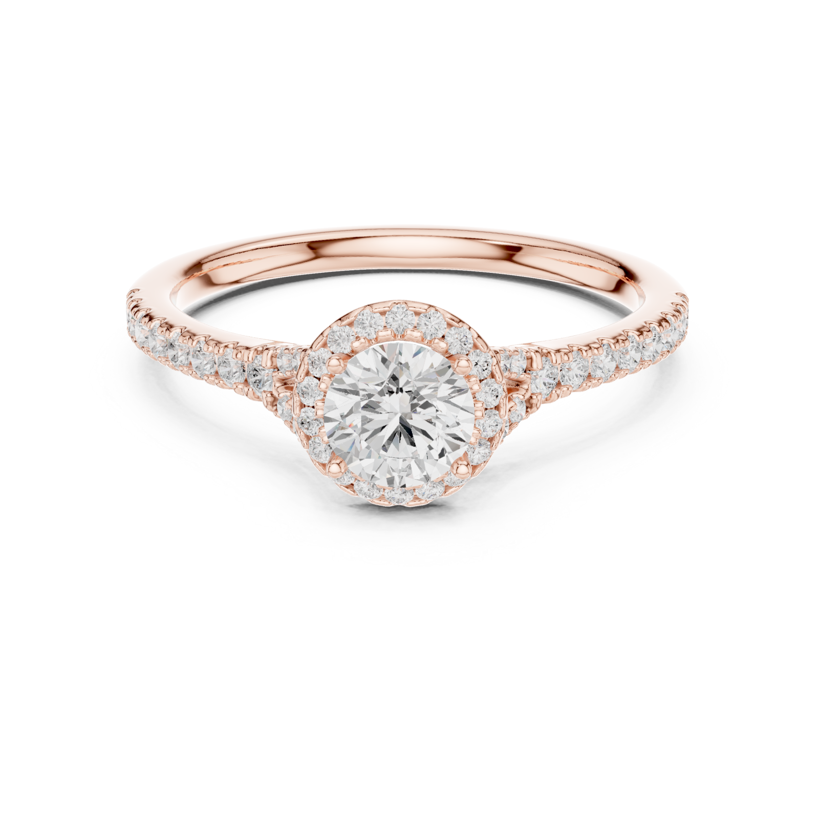  Rose Gold Luminescent Graceful Embrace Solitaire Ring Front View
