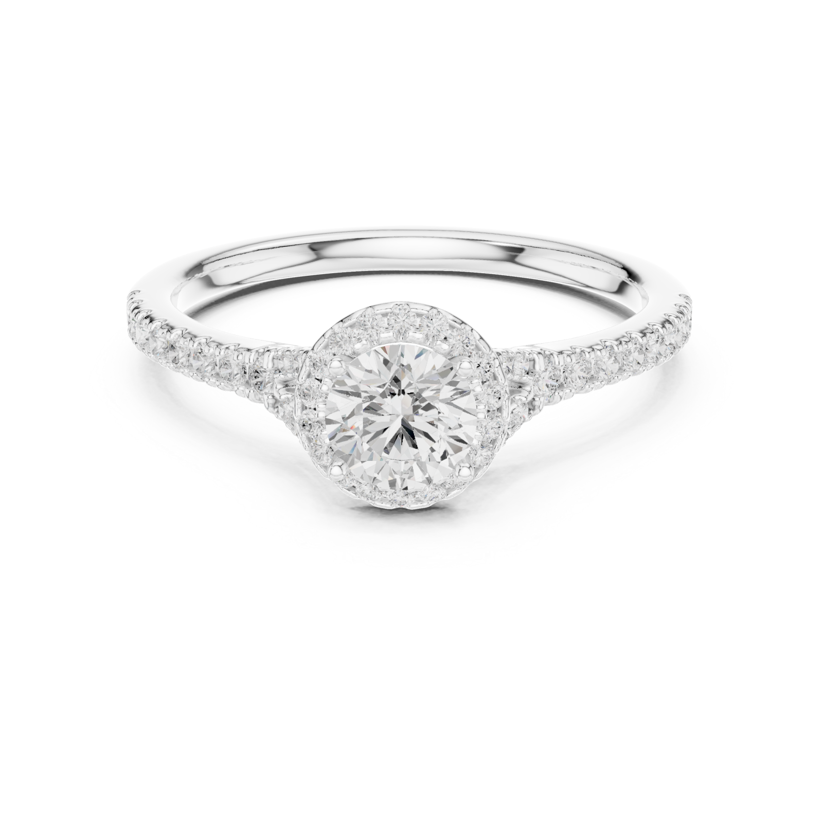  White Gold Luminescent Graceful Embrace Solitaire Ring Front View