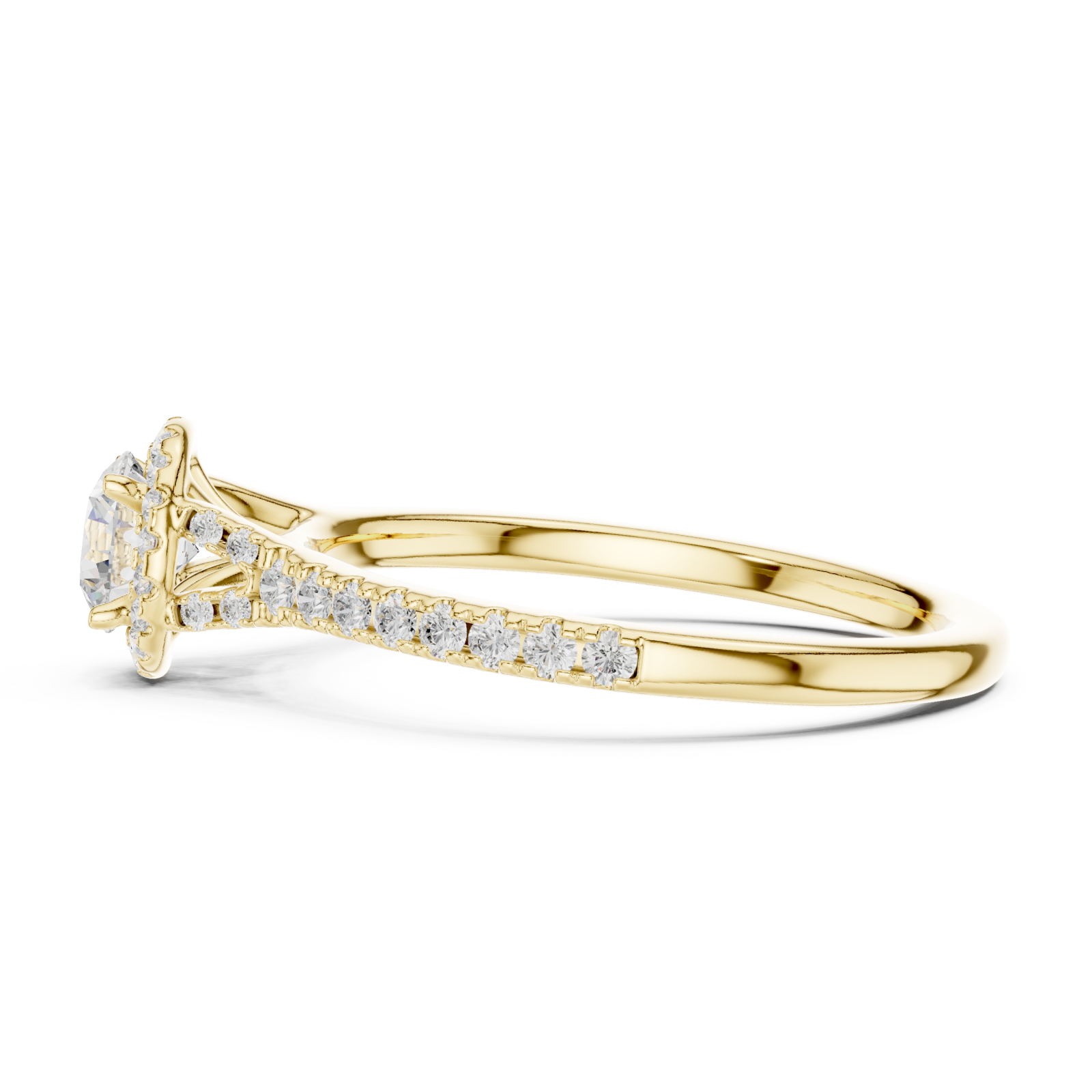  Gold Luminescent Graceful Embrace Solitaire Ring Side View
