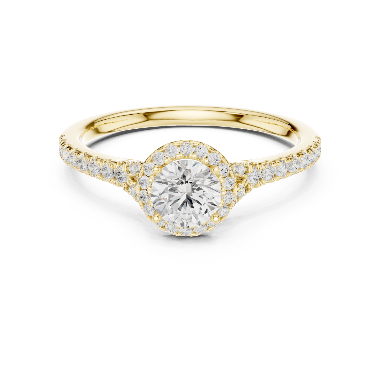  Gold Luminescent Graceful Embrace Solitaire Ring Front View
