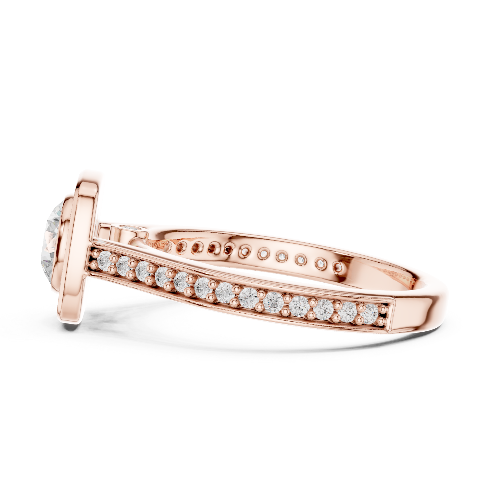 Rose Gold Eternal Harmony Solitaire Ring Side View