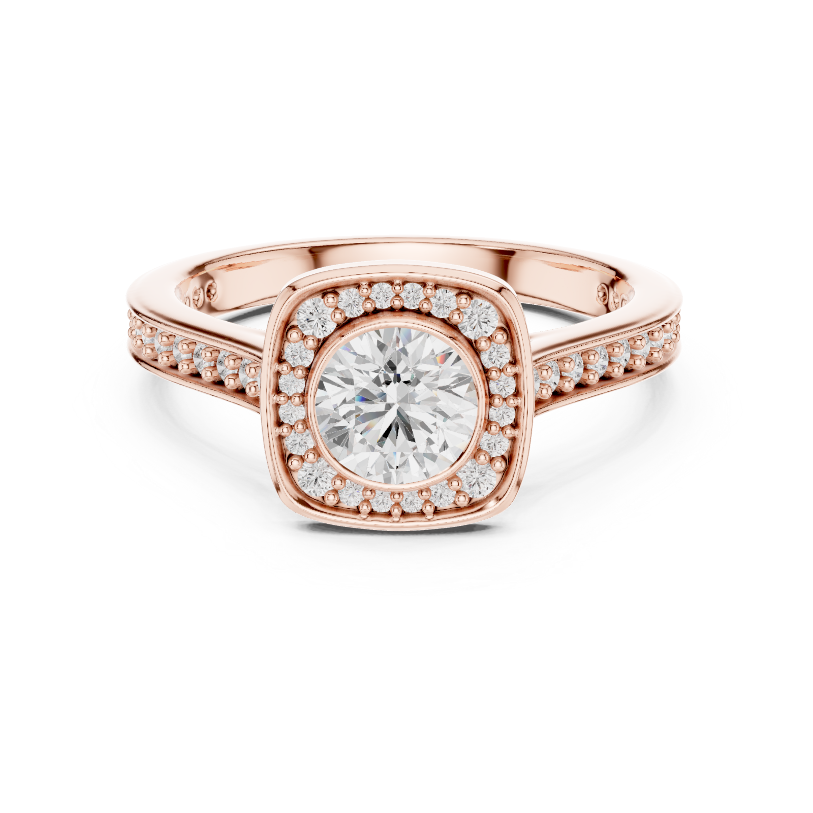  Rose Gold Eternal Harmony Solitaire Ring Front View