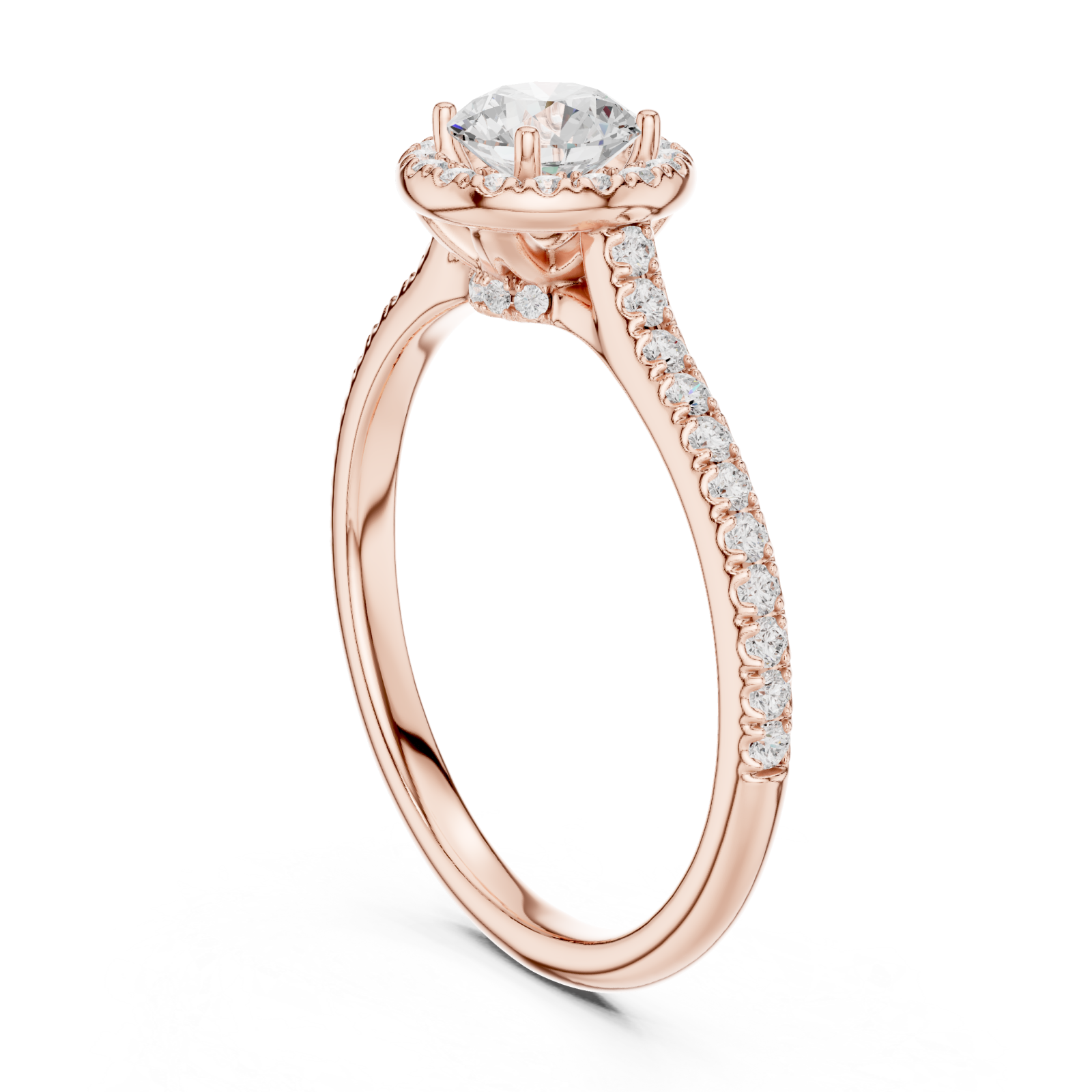  Rose Gold Enchanted Blossom Round Engagement Ring Left View