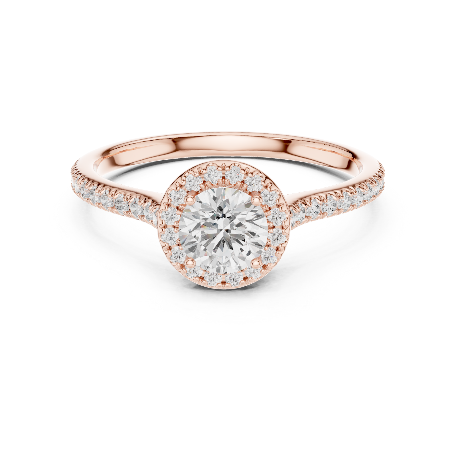  Rose Gold Enchanted Blossom Round Engagement Ring Front View