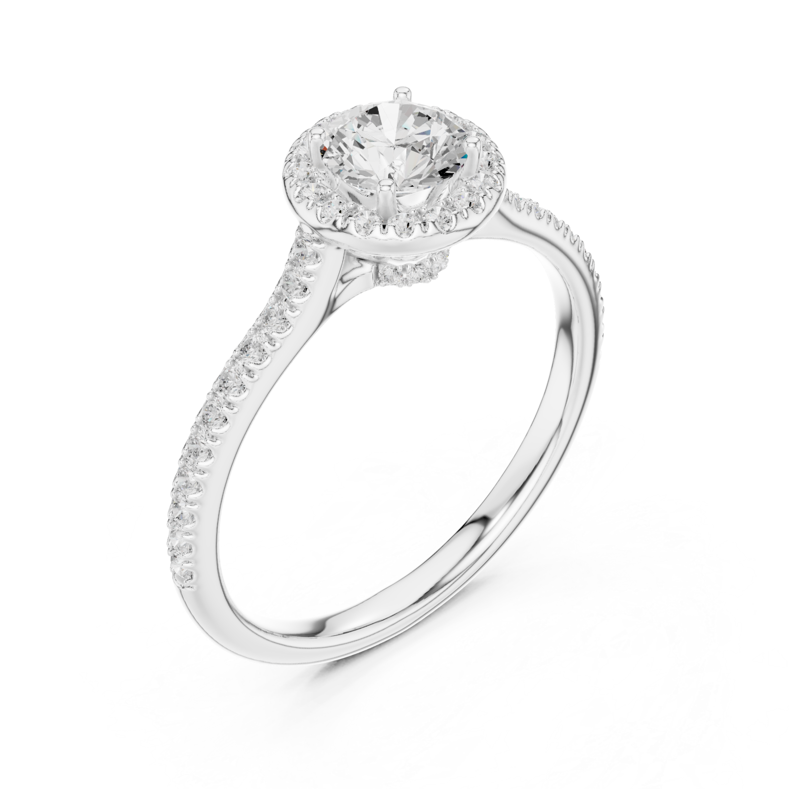  White Gold Enchanted Blossom Round Engagement Ring Right View