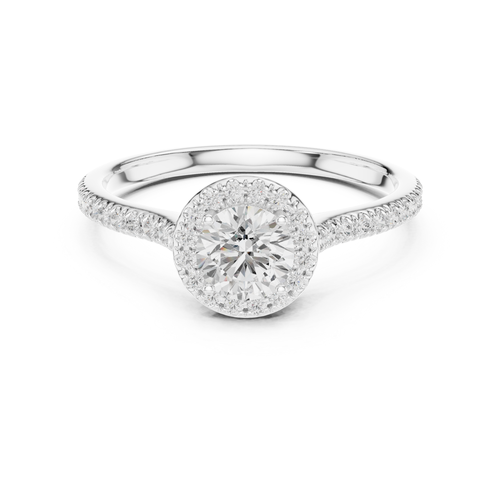  White Gold Enchanted Blossom Round Engagement Ring Front View