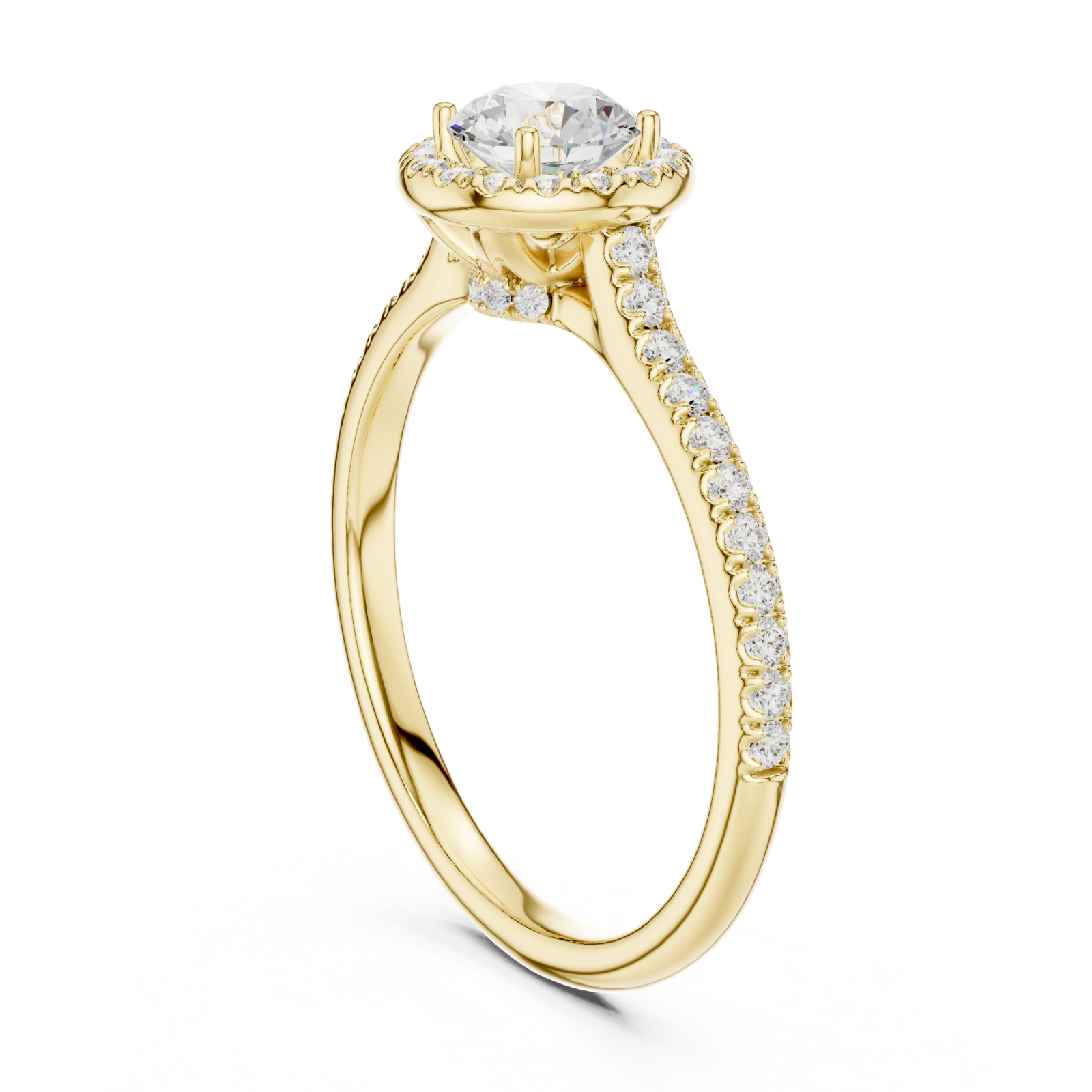  Gold Enchanted Blossom Round Engagement Ring Left View