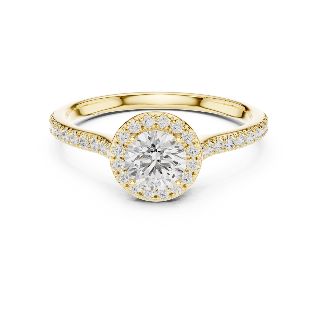 Gold Enchanted Blossom Round Engagement Ring Right View