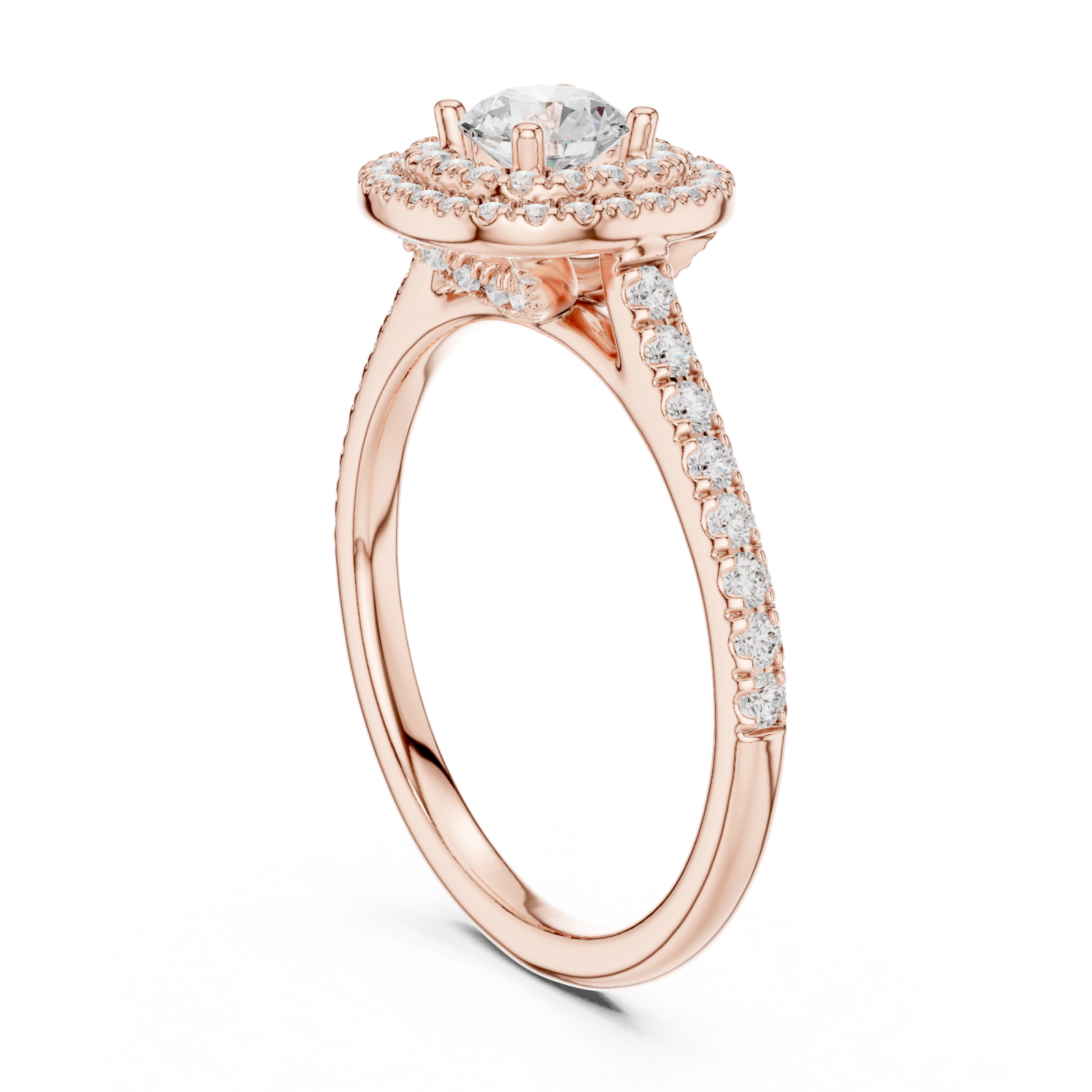  Rose Gold Sunlit Embrace Halo Ring Left View
