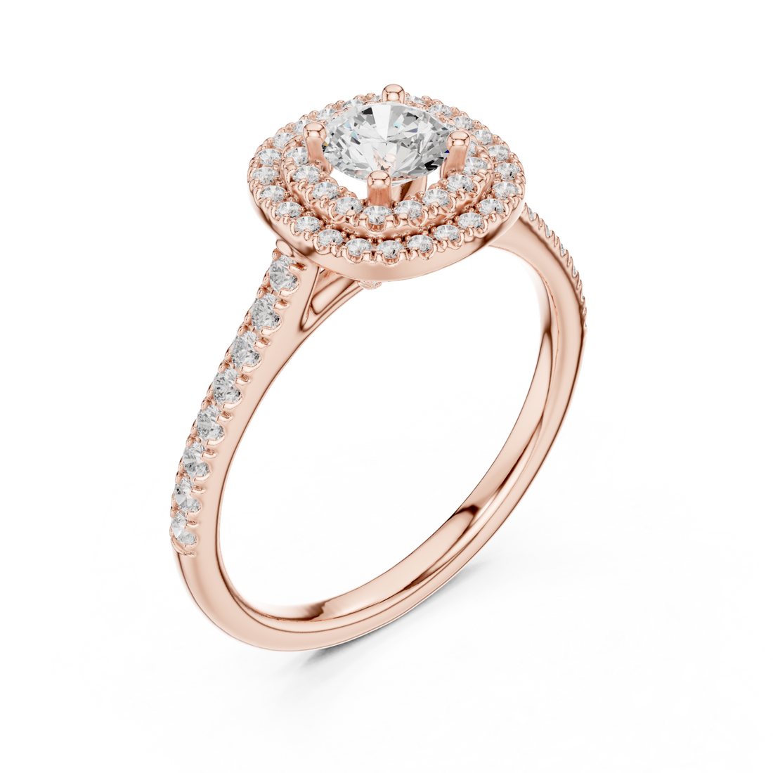  Rose Gold Sunlit Embrace Halo Ring Right View
