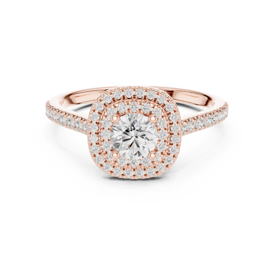  Rose Gold Sunlit Embrace Halo Ring Right View