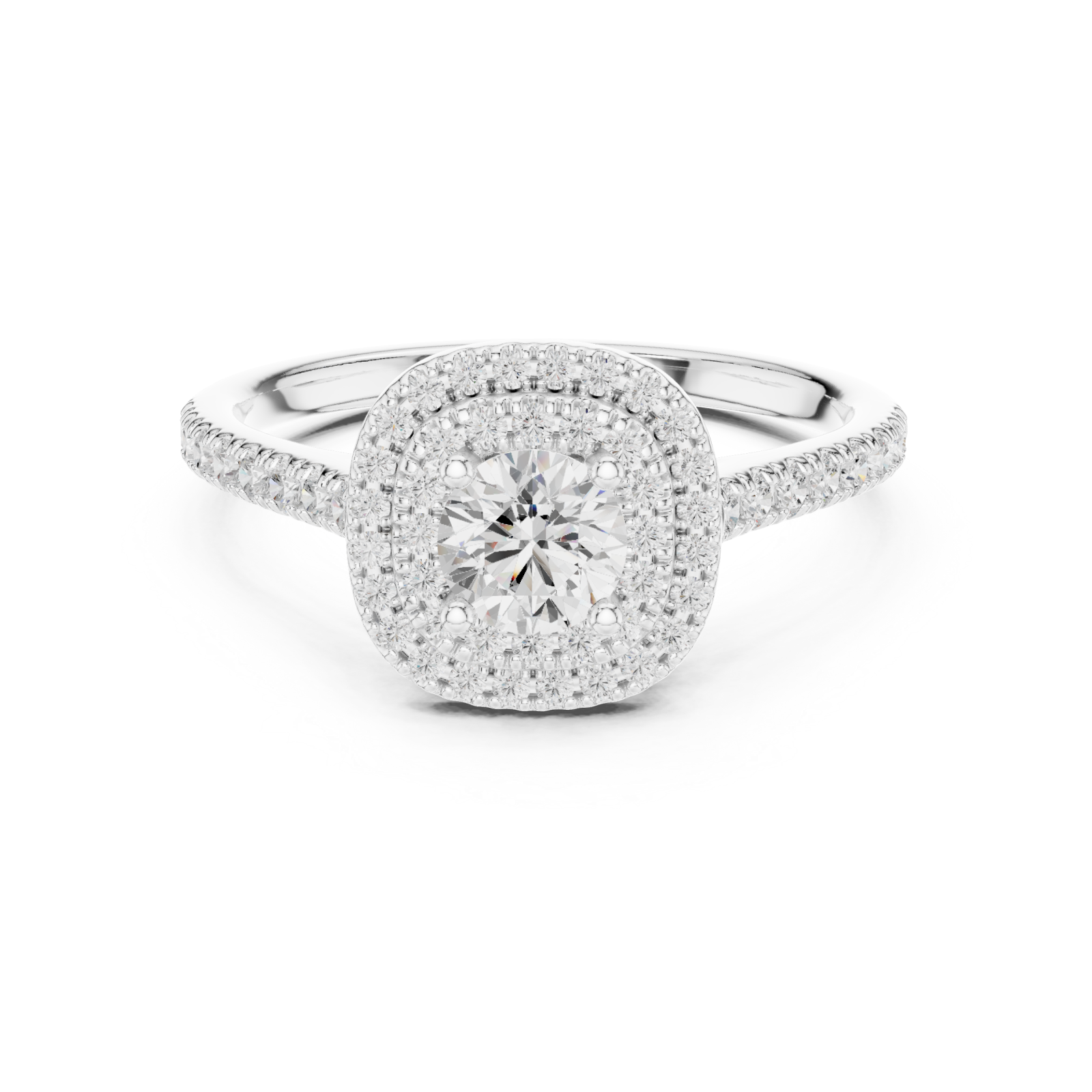  White Gold Sunlit Embrace Halo Ring Front View