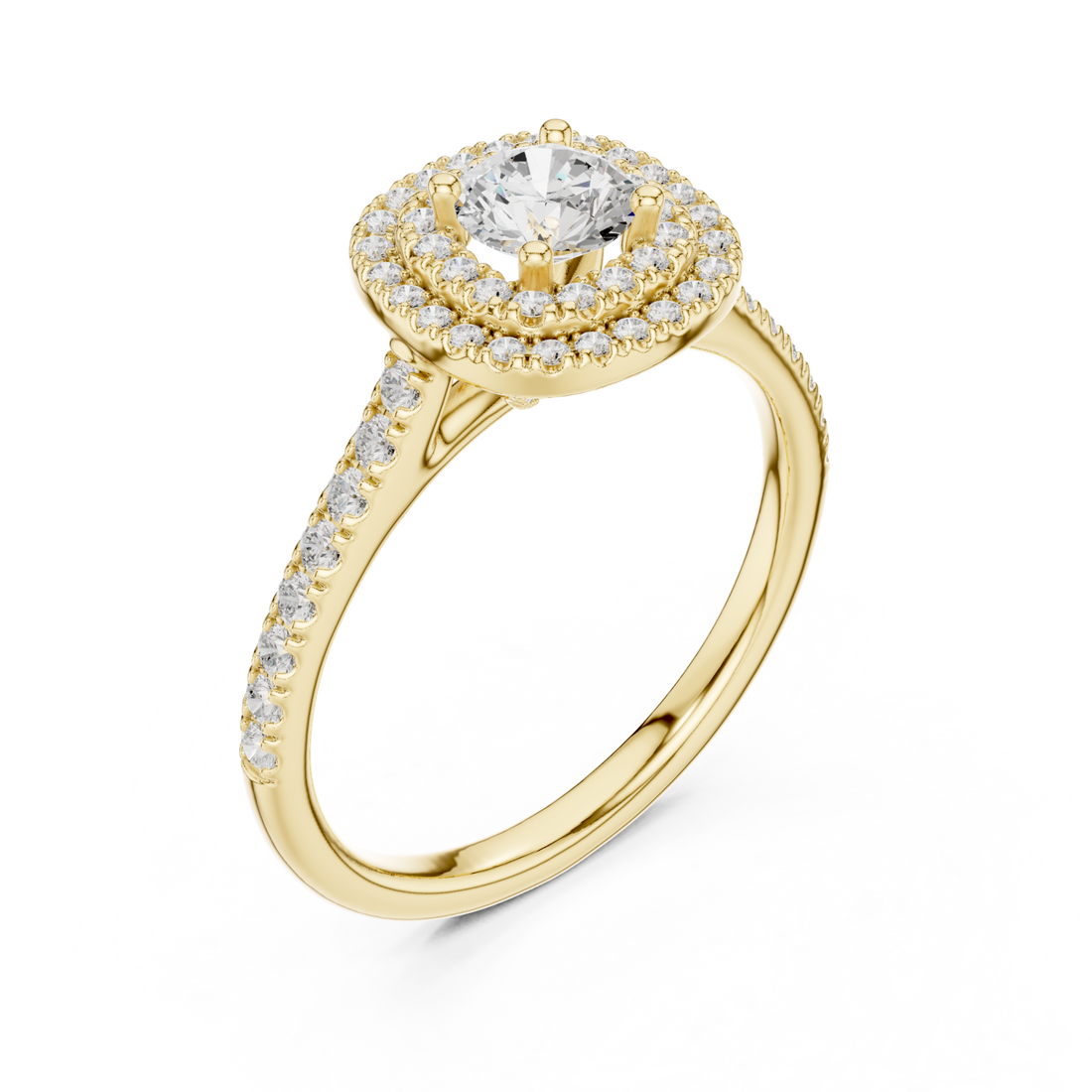 Gold Sunlit Embrace Halo Ring Right View