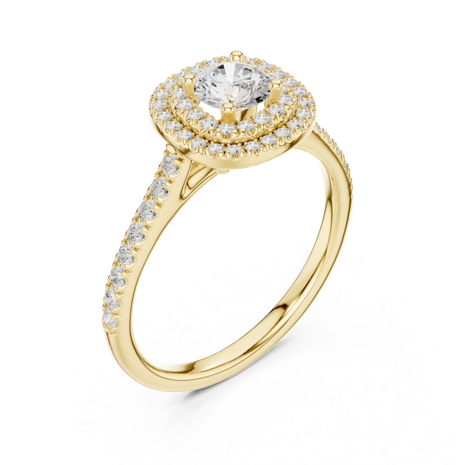 Gold Sunlit Embrace Halo Ring Right View