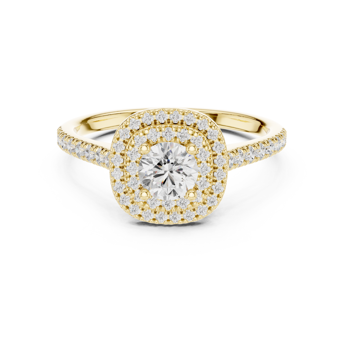 Gold Sunlit Embrace Halo Ring Right View